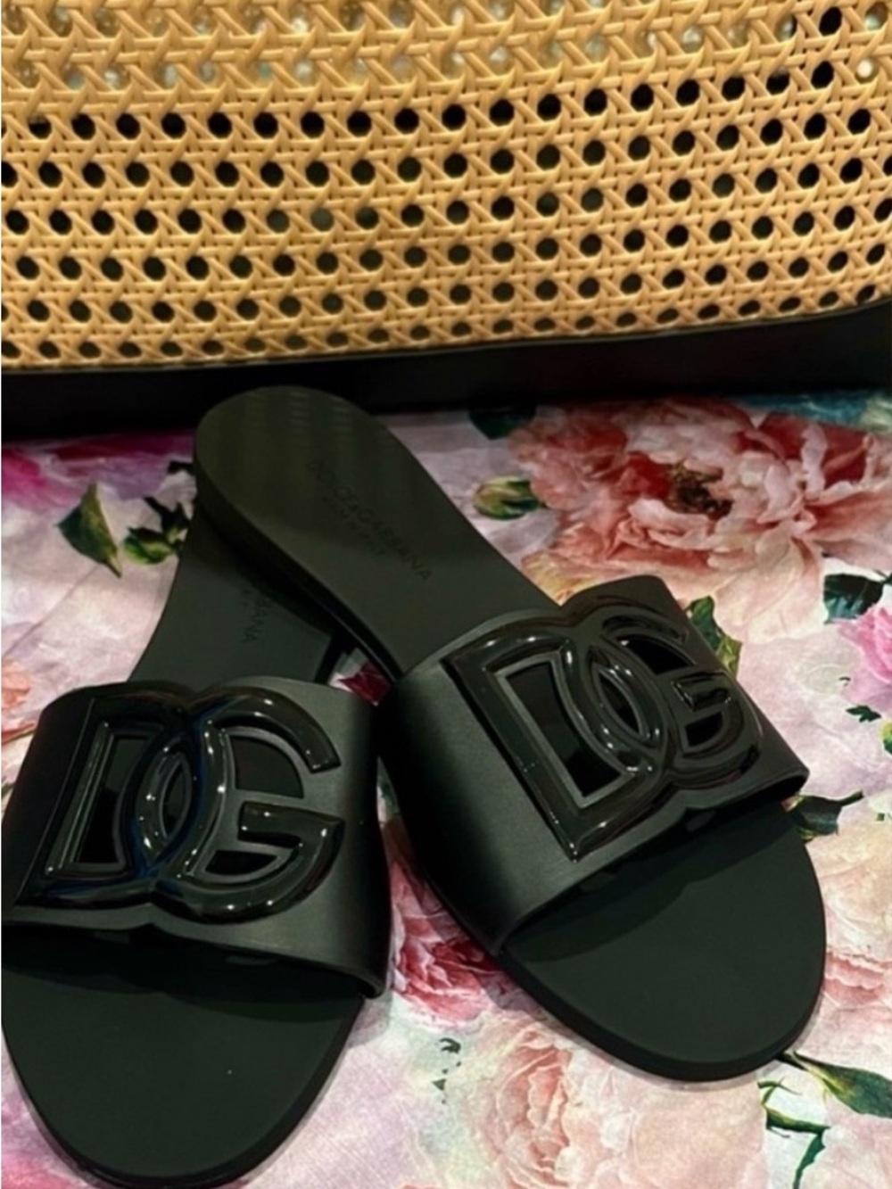 Dolce & Gabbana DG Rubber Beachwear Sliders Slides Sandals Black 41